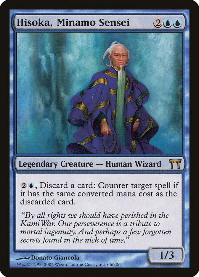 2004 Champions of Kamigawa Hisoka, Minamo Sensei #66 rare card image