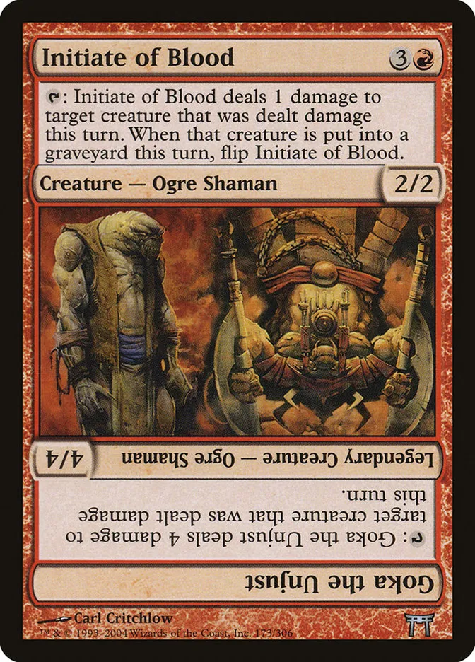 2004 Champions of Kamigawa Initiate of Blood // Goka the Unjust #173 uncommon card image