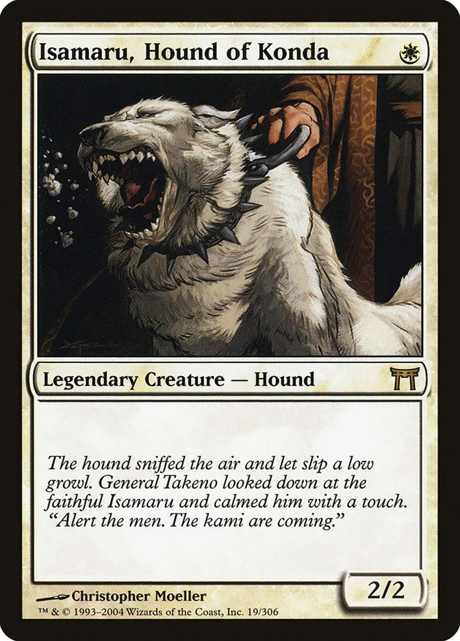 2004 Champions of Kamigawa Isamaru, Hound of Konda rare #19 rare card image