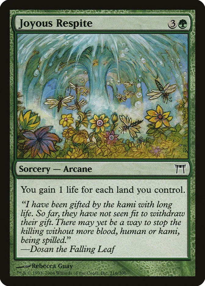 2004 Champions of Kamigawa Joyous Respite #216 common card image