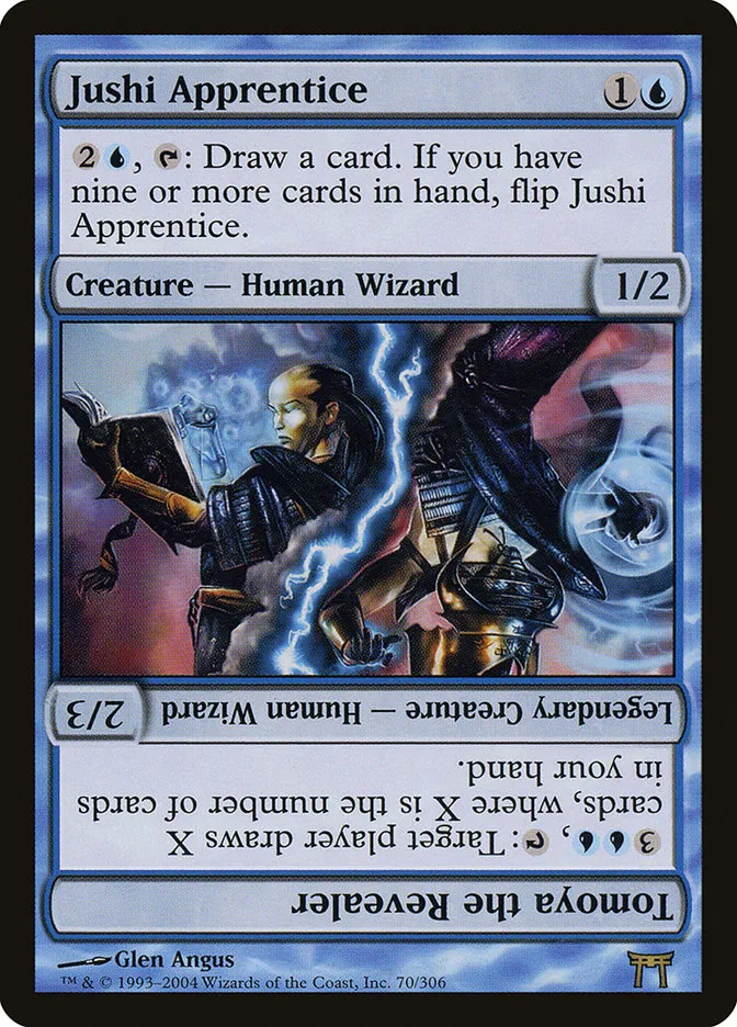 2004 Champions of Kamigawa Jushi Apprentice // Tomoya the Revealer #70 rare card image