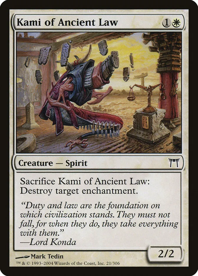 2004 Champions of Kamigawa Kami of Ancient Law common #21 common card image