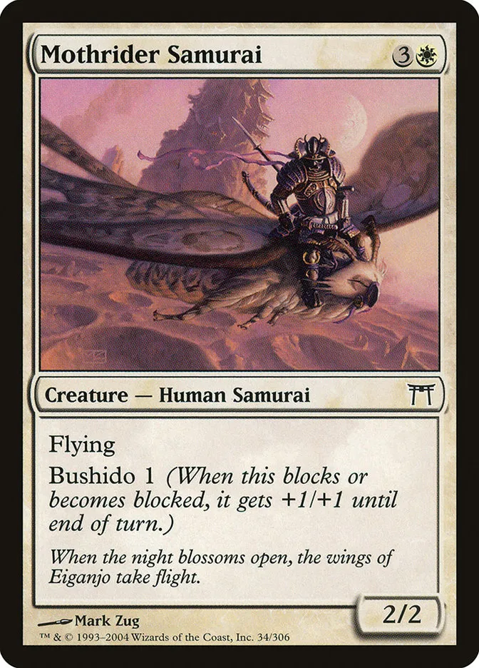 2004 Champions of Kamigawa Mothrider Samurai common #34 common card image