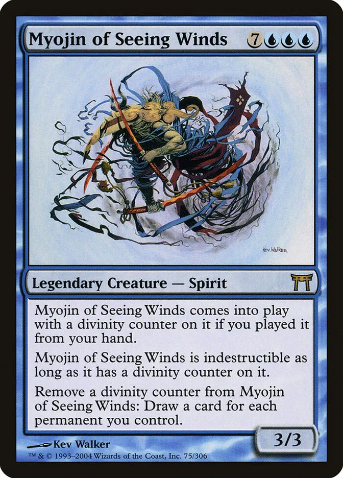 2004 Champions of Kamigawa Myojin of Seeing Winds #75 rare card image