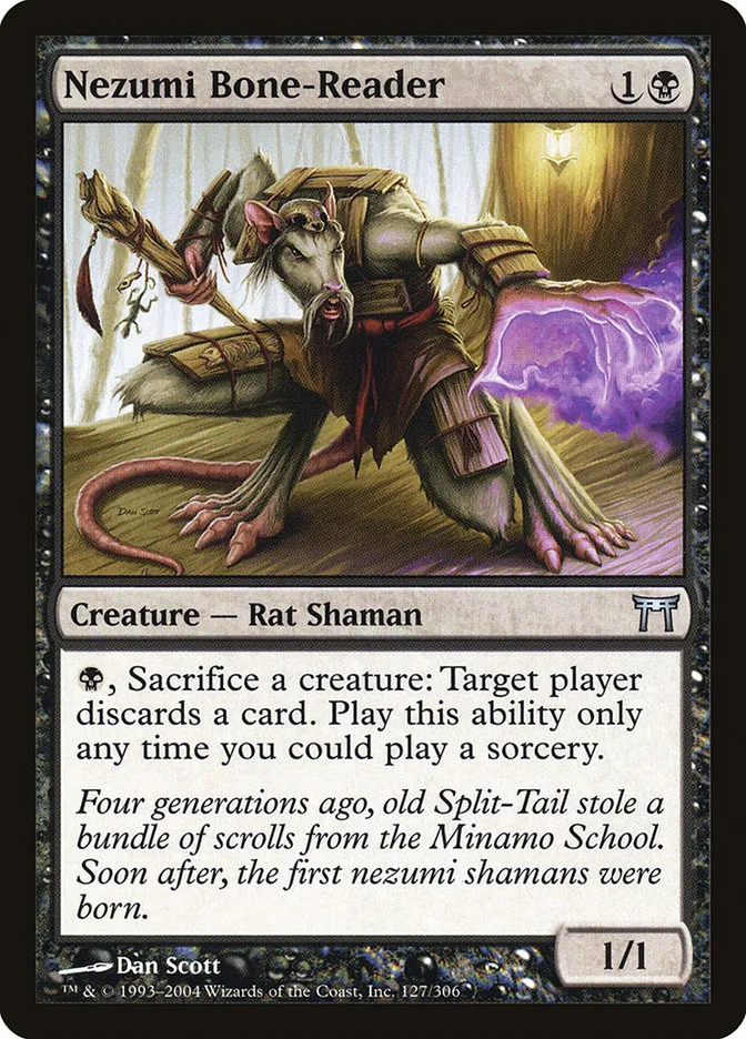 2004 Champions of Kamigawa Nezumi Bone-Reader #127 uncommon card image