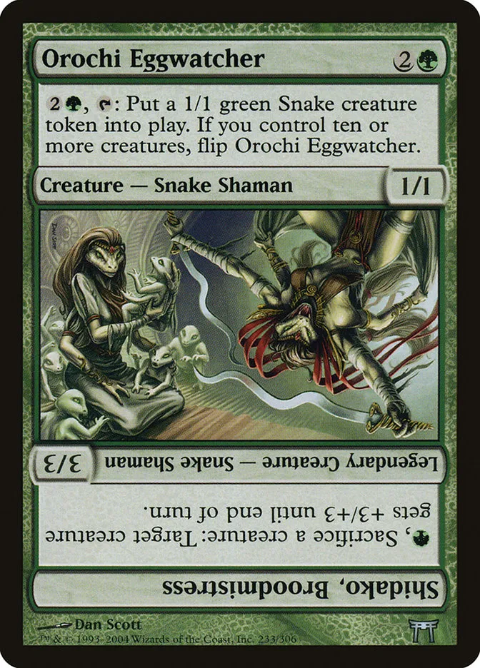 2004 Champions of Kamigawa Orochi Eggwatcher // Shidako, Broodmistress #233 uncommon card image