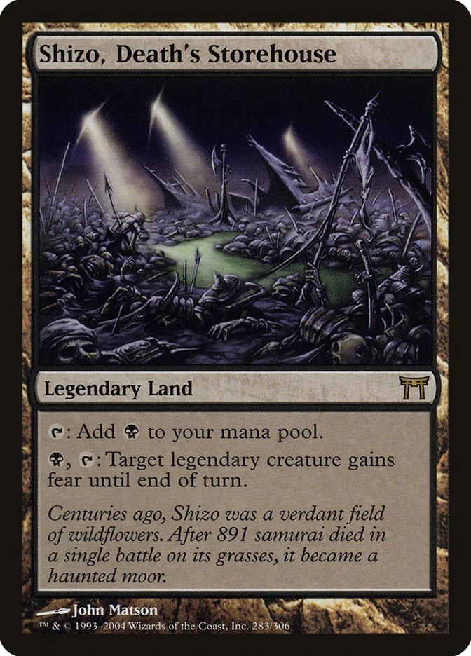 2004 Champions of Kamigawa Shizo, Death's Storehouse rare #283 rare card image