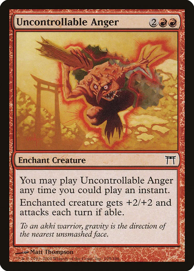 2004 Champions of Kamigawa Uncontrollable Anger #195 common card image