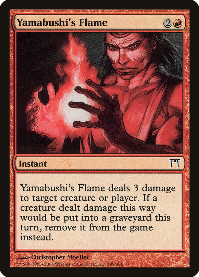 2004 Champions of Kamigawa Yamabushi's Flame #198 common card image