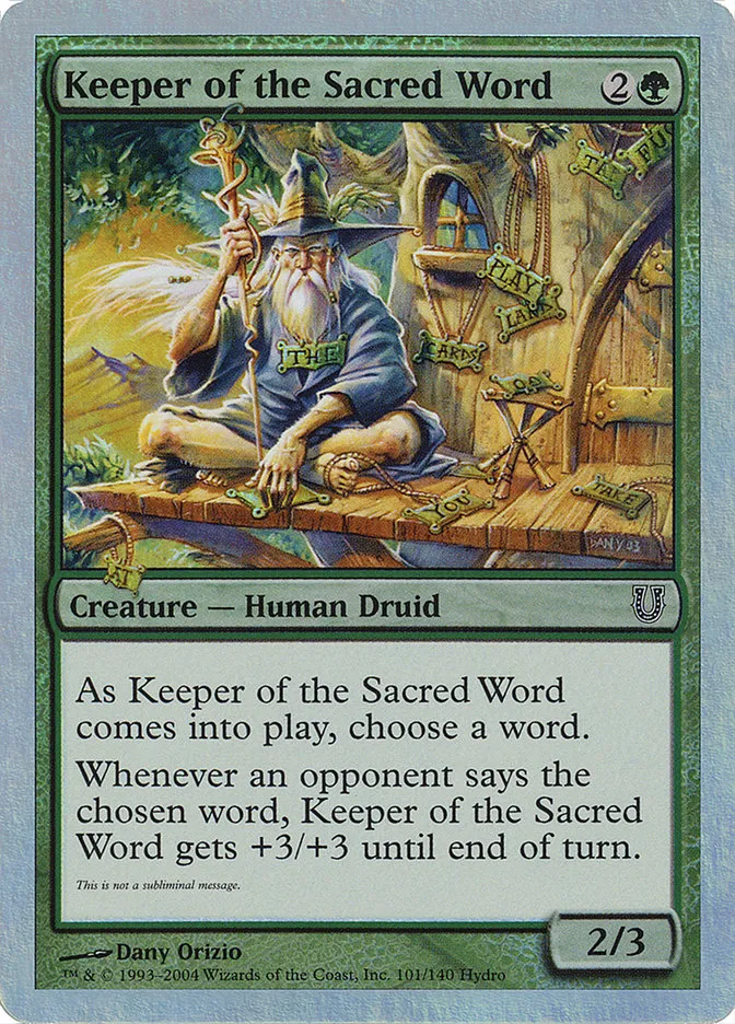 2004 Unhinged Keeper of the Sacred Word common #101★ common card image