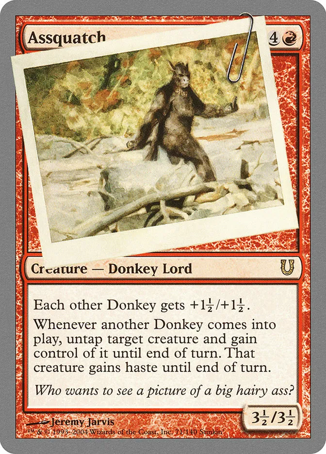 2004 Unhinged Assquatch rare #71 rare card image