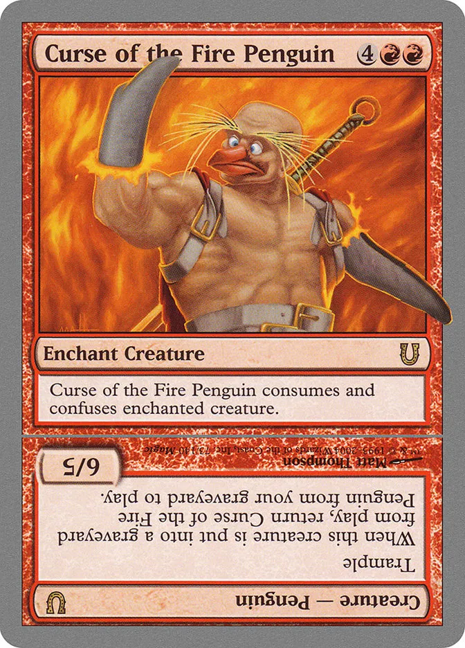 2004 Unhinged Curse of the Fire Penguin // Curse of the Fire Penguin Creature #73 rare card image