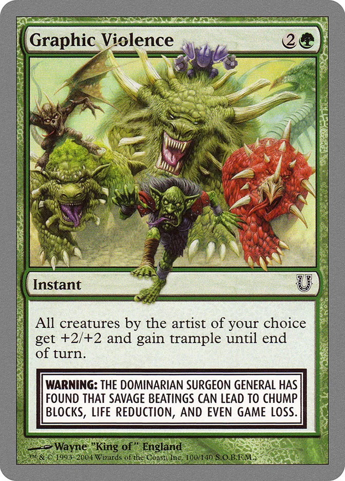 2004 Unhinged Graphic Violence common #100 common card image