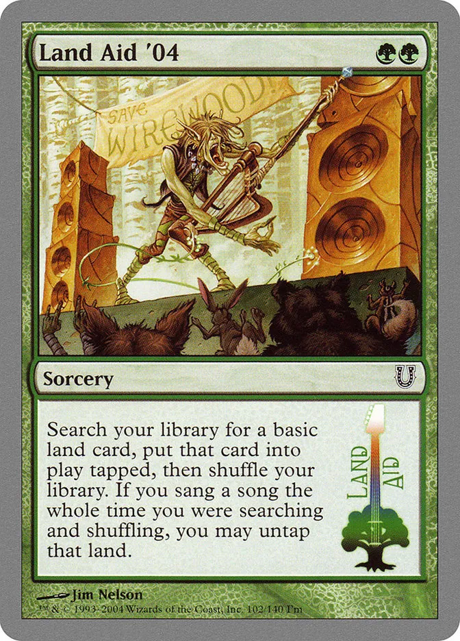 2004 Unhinged Land Aid '04 common #102 common card image