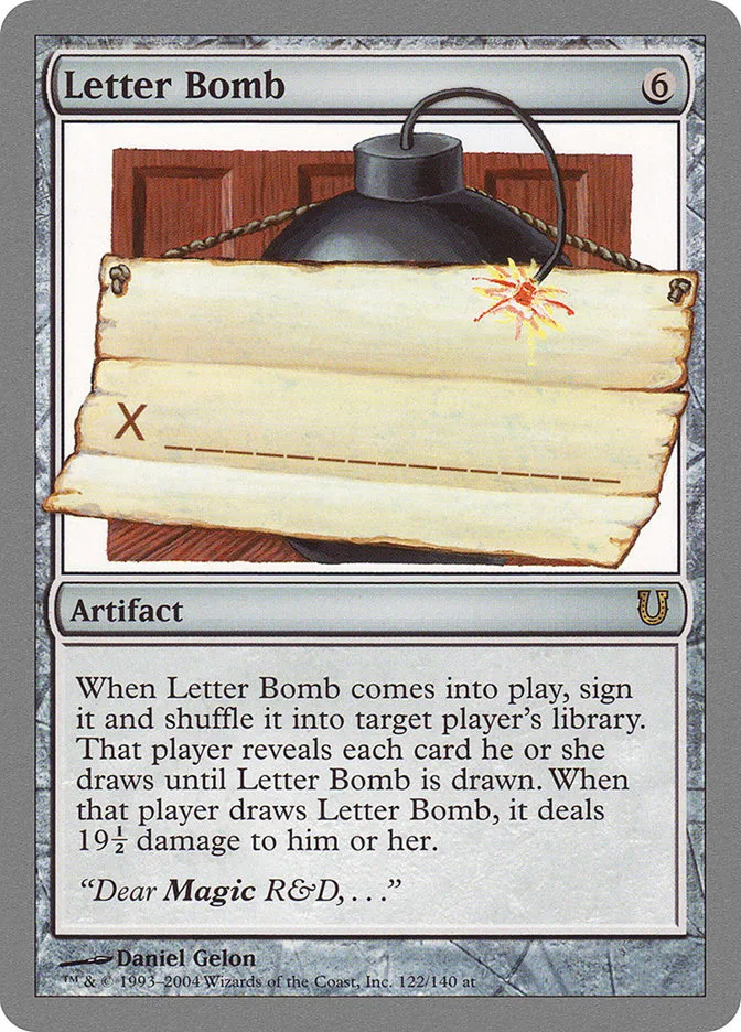 2004 Unhinged Letter Bomb rare #122 rare card image