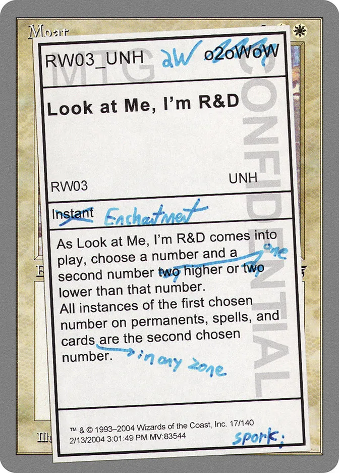2004 Unhinged Look at Me, I'm R&D #17 rare card image