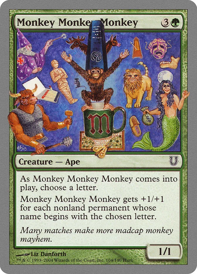 2004 Unhinged Monkey Monkey Monkey common #104 common card image