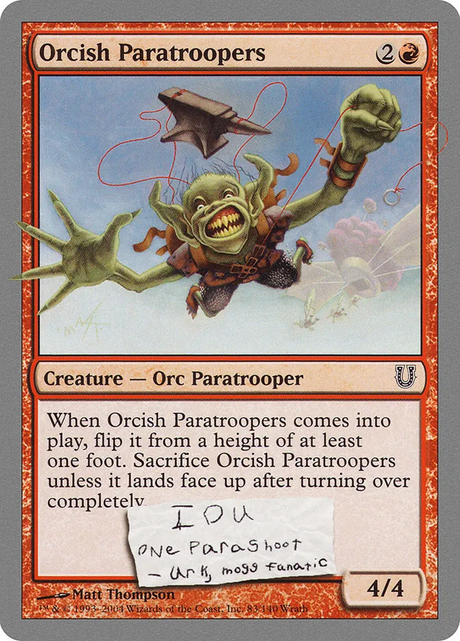 2004 Unhinged Orcish Paratroopers common #83 common card image