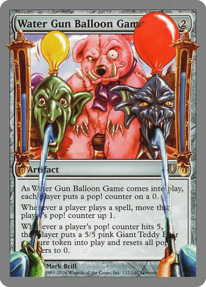 2004 Unhinged Water Gun Balloon Game #132 rare card image