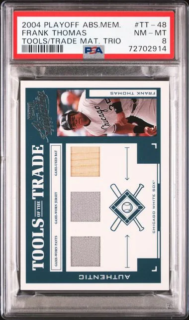 2004 Playoff Absolute Memorabilia Frank Thomas Tools Of The Trade Materials Trio #TT-48 card image