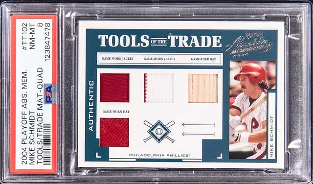 2004 Playoff Absolute Memorabilia Mike Scmidt Tools of the Trade Material Quad #TT-102 card image