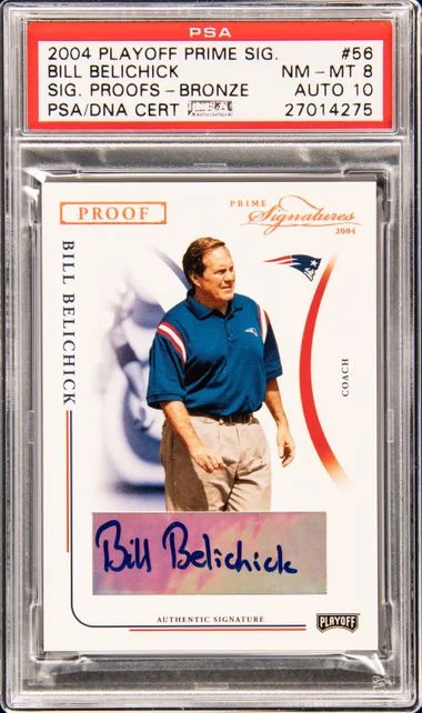 2004 Playoff Bill Belichick Prime Signatures Signature Proofs Bronze #56 card image