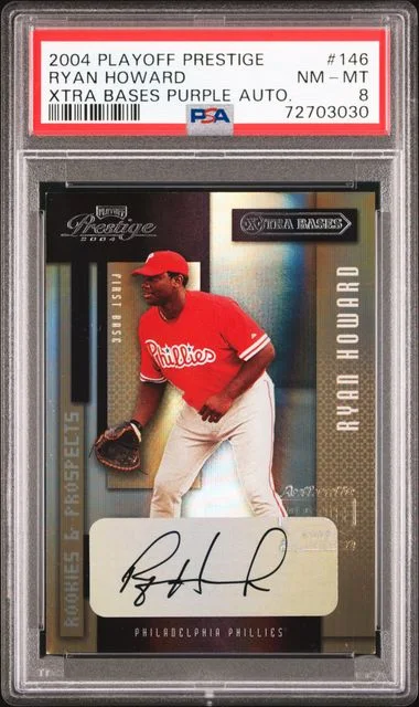 2004 Playoff Prestige Ryan Howard Xtra Bases Purple Autograph #146 card image
