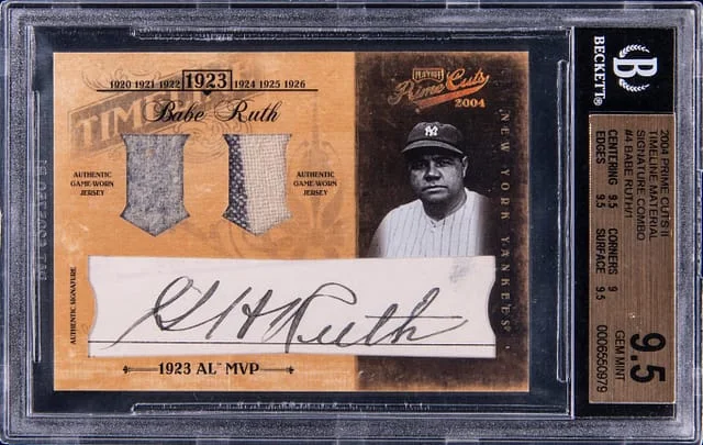 2004 Playoff Prime Cuts Babe Ruth Timeline Material Signature Combo #TL-4 card image