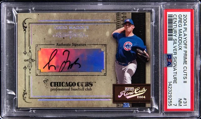 2004 Playoff Prime Cuts Greg Maddux II Century Silver Signature #31 card image