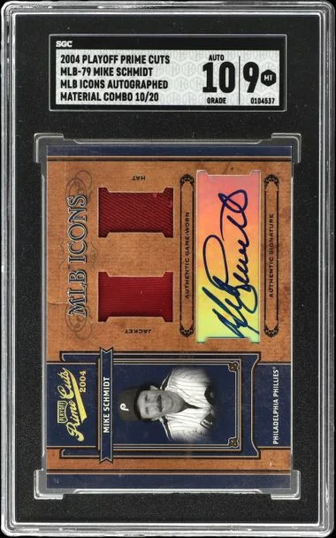 2004 Playoff Prime Cuts Mlb79 Mlb Icons Material Combo #10/20 card image