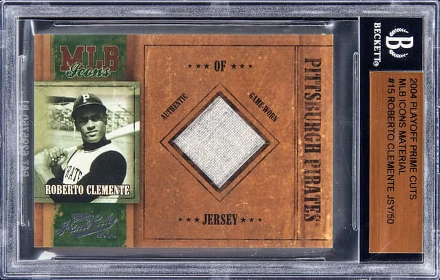 2004 Playoff Prime Cuts Roberto Clemente MLB Icons Material #MLB-15 card image