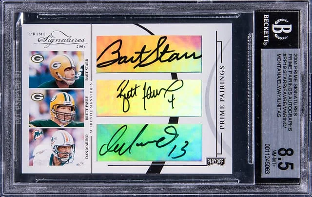 2004 Playoff Starr/Favre/Marino/Montana/Elway/Unitas Multi-Signed Prime Signatures Prime Pairings Autographs #PP19 card image