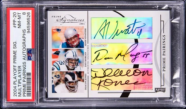 2004 Playoff Vinatieri/Morgan/Jones/Sanders/Reed/Peppers Multi-Signed Prime Signatures Prime Pairings Autographs #PP-20 card image