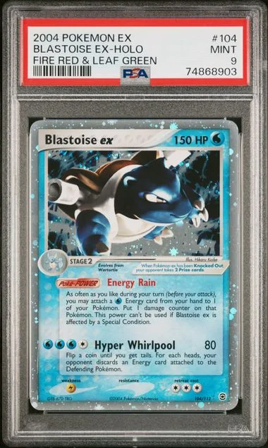 2004 Pokemon EX Fire Red & Leaf Green Holofoil Blastoise ex #104 card image