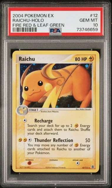 2004 Pokemon EX Fire Red & Leaf Green Holofoil Raichu #12 card image
