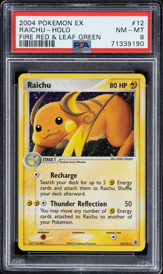 2004 Pokemon EX Fire Red & Leaf Green Rare Holofoil Raichu #12 card image