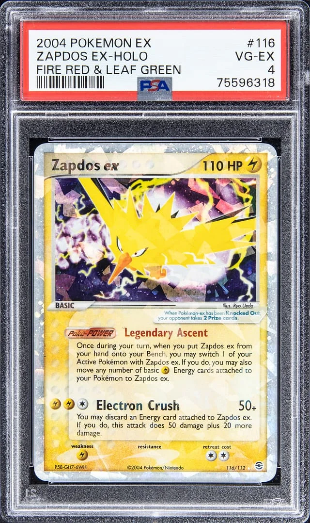 2004 Pokemon EX Fire Red & Leaf Green Rare Holofoil Zapdos #116 card image