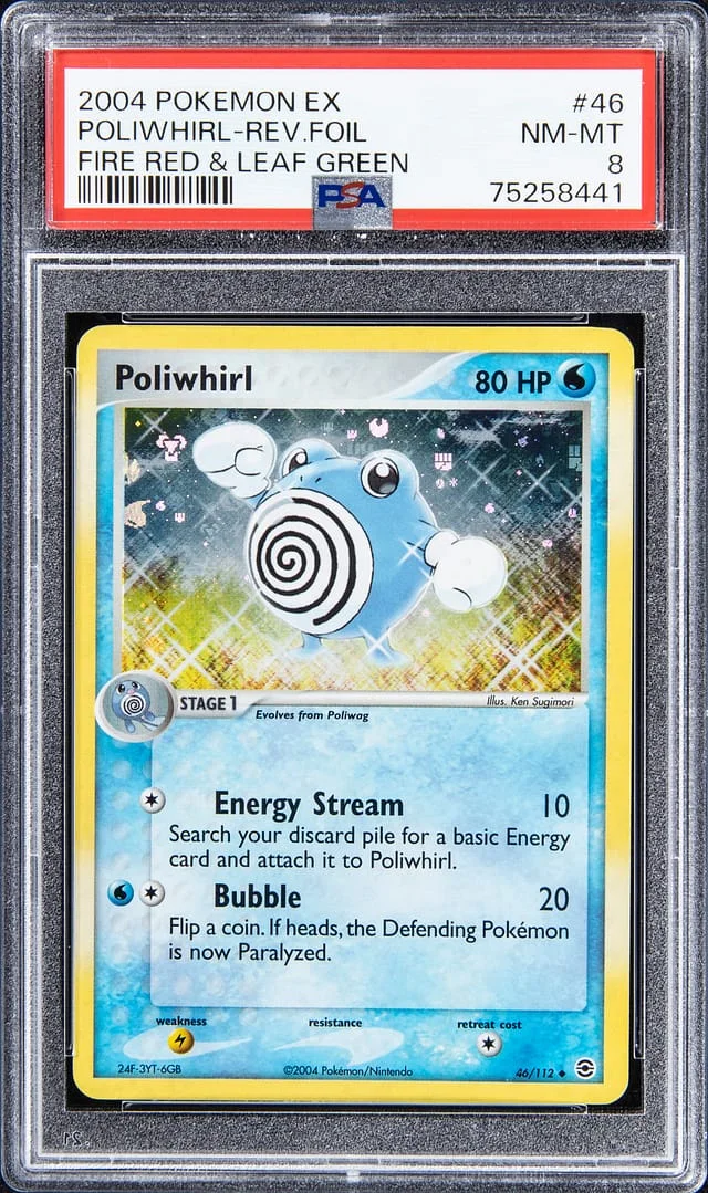 2004 Pokemon EX Fire Red & Leaf Green Reverse Foil Poliwhirl #46 card image