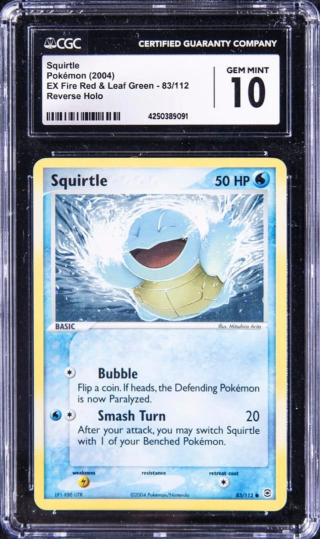 2004 Pokemon EX Fire Red & Leaf Green Reverse Holofoil Squirtle #83 card image