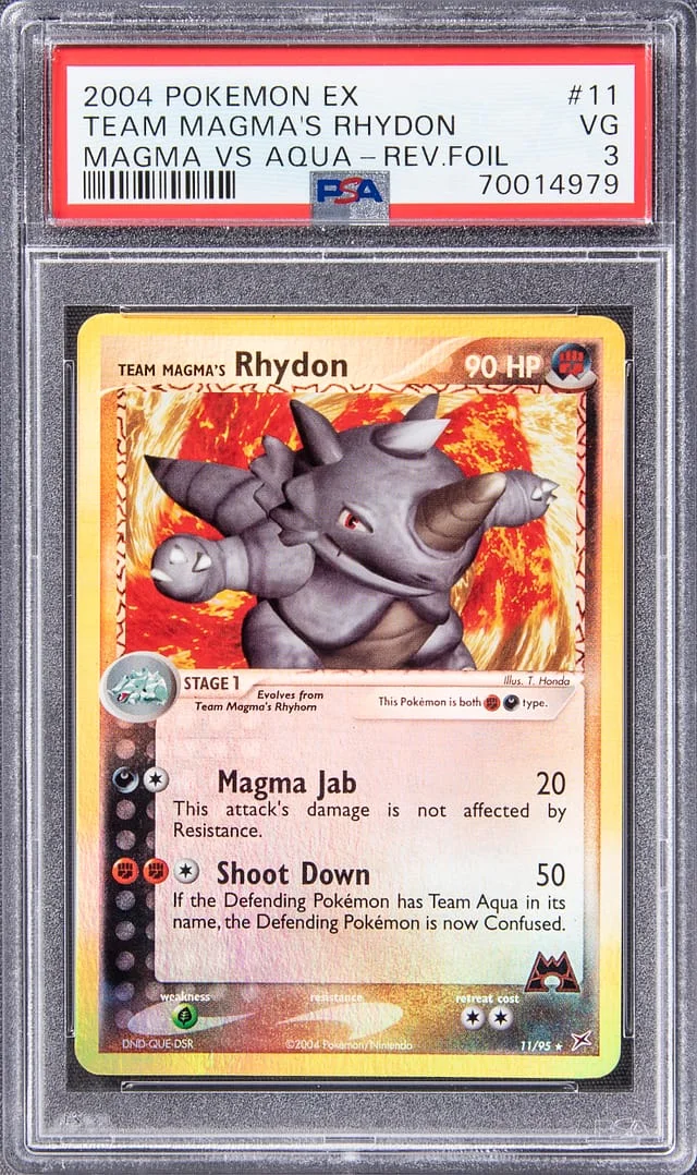 2004 Pokemon EX Magma Vs. Aqua Reverse Foil Team Magma's Rhydon #11 card image