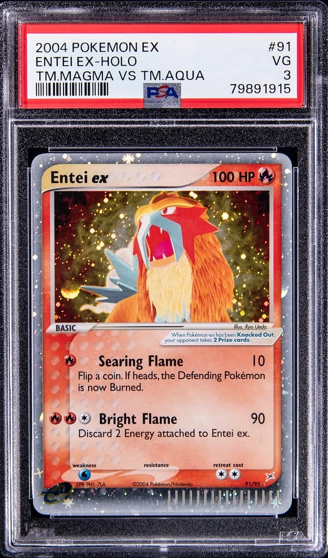 2004 Pokemon Ex Team Magma Vs Team Aqua Entei Ex-Holo #91 card image