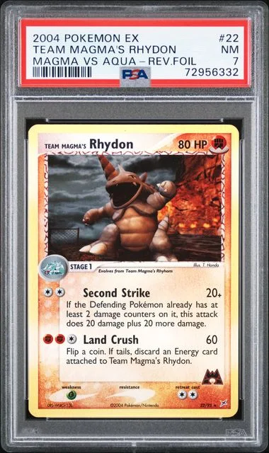 2004 Pokemon EX Team Magma Vs Team Aqua Reverse Foil Team Magma's Rhydon #22 card image