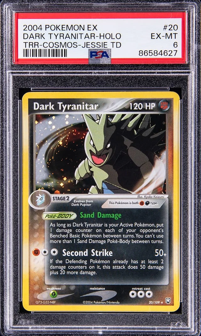 2004 Pokemon EX Team Rainbow Rocket Cosmos Jessie Tower Defense Holo Dark Tyranitar #20 card image