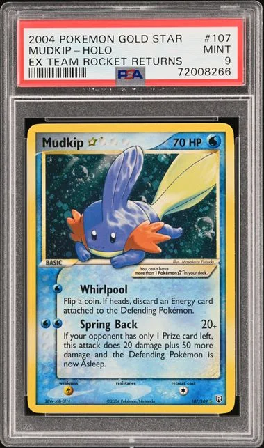 2004 Pokemon Ex Team Rocket Returns Gold Star Mudkip-Holo #107 card image