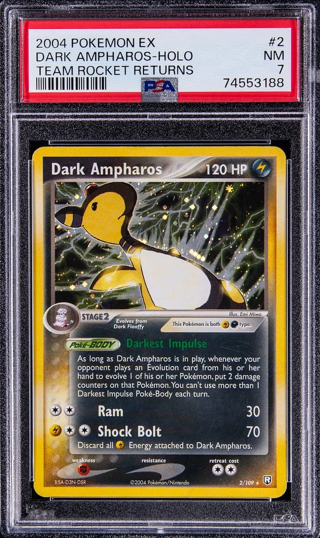 2004 Pokemon EX Team Rocket Returns Rare Holofoil Dark Ampharos #2 card image