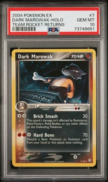 2004 Pokemon EX Team Rocket Returns Rare Holofoil Dark Marowak #7 card image