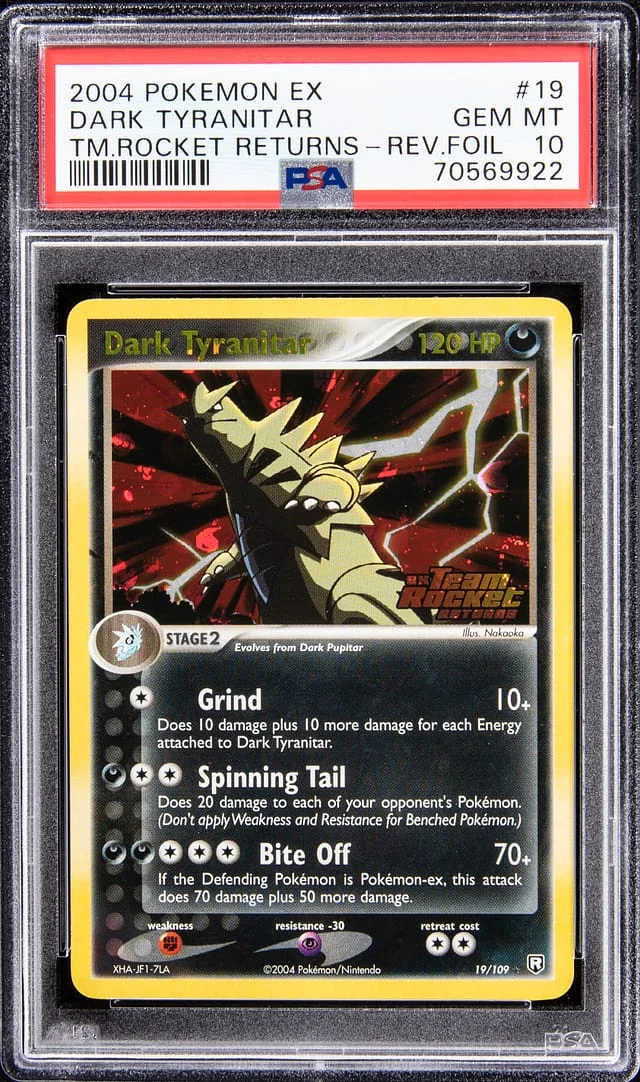 2004 Pokemon EX Team Rocket Returns Rare Reverse Holofoil Dark Tyranitar #19 card image