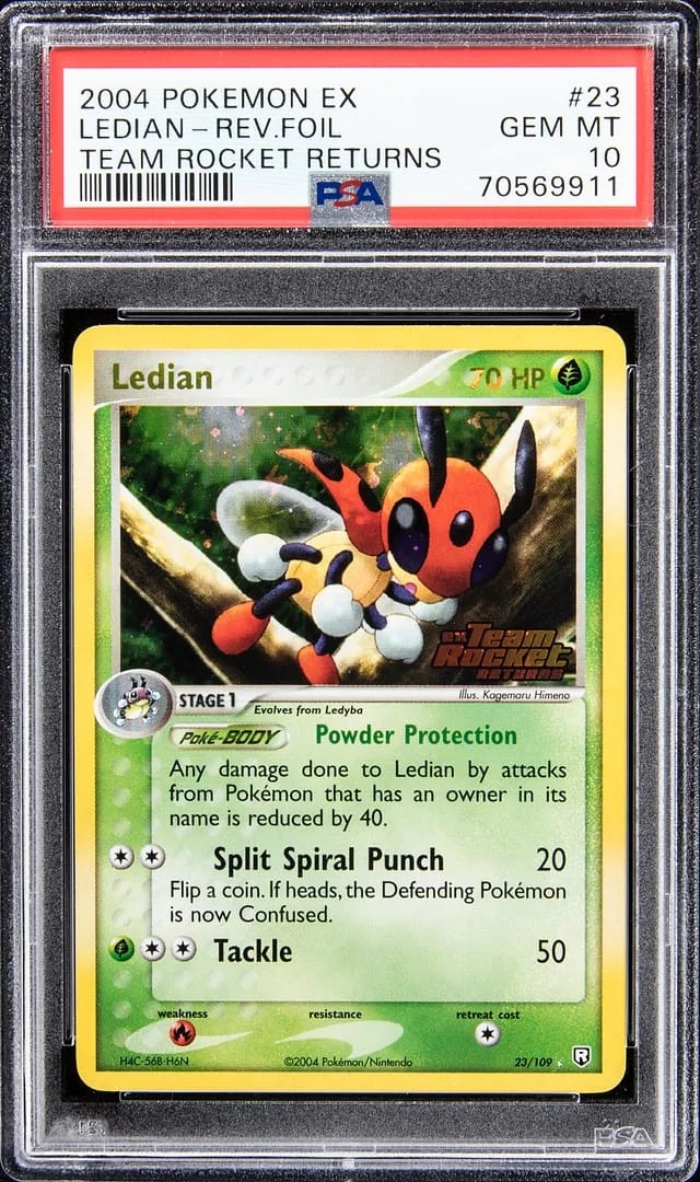 2004 Pokemon EX Team Rocket Returns Rare Reverse Holofoil Ledian #23 card image