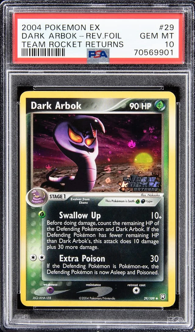 2004 Pokemon EX Team Rocket Returns Reverse Holofoil Dark Arbok #29 card image