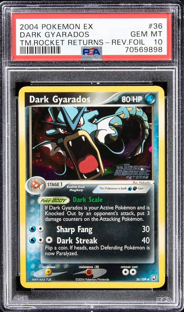 2004 Pokemon EX Team Rocket Returns Reverse Holofoil Dark Gyarados #36 card image